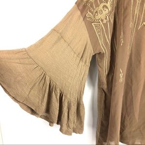 Urban Mangoz Embroidered Boho Bell Sleeve Top